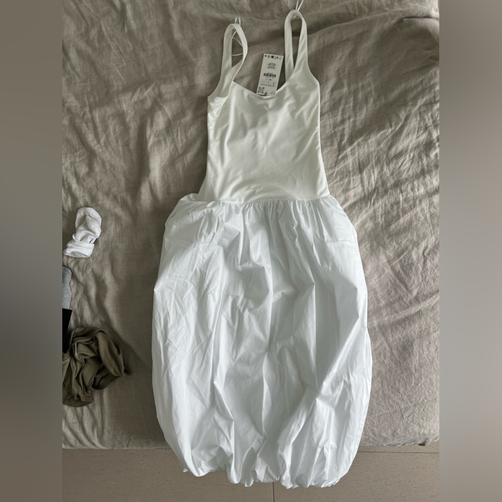 New Zara white drop waist dress